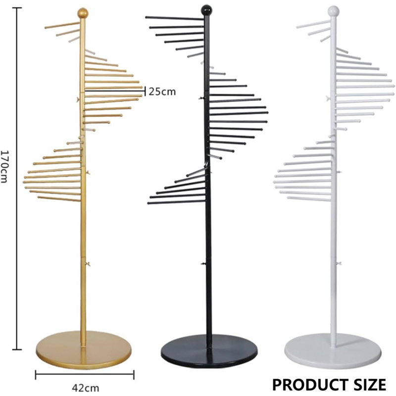 Metal Iron Spiral Scarf Display Rack, Freestanding Towel Rack, Gold