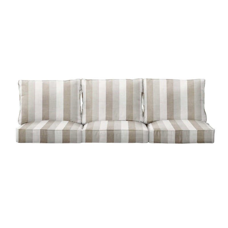 Minorca Outdoor Sunbrella Seat/Back Cushion, Brown Stripe Sunbrella®, 27" W x 29" D