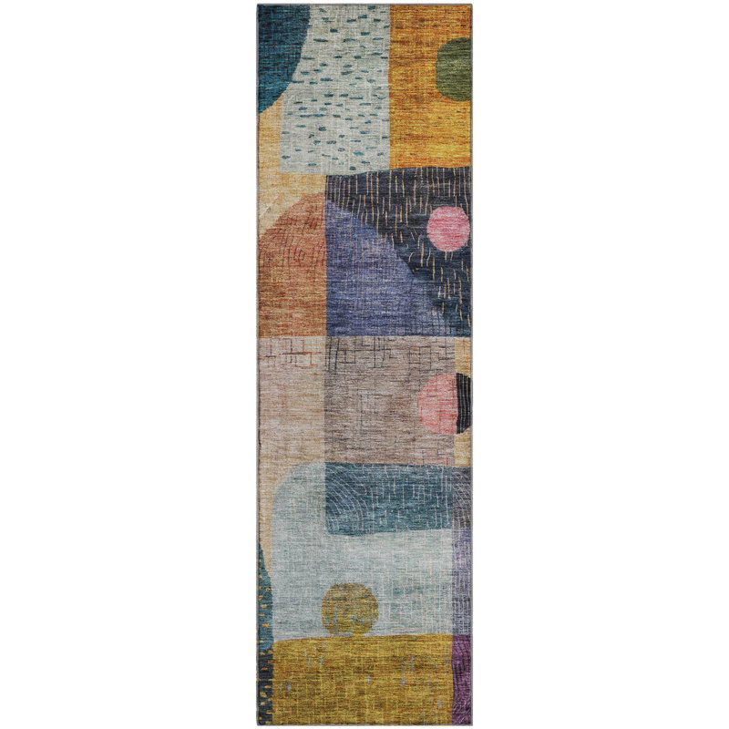 Premium Machine Washable Dilorenzo AMF1117 Geometric Rug, Runner 2'3" x 7'6"