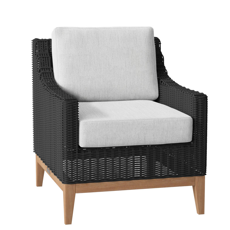 Frances Outdoor Lounge Chair, Linen Shale, Frances Black