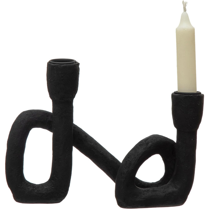 Porte-bougie noir en résine