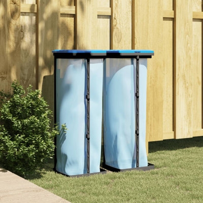 Porte-sac poubelle vidaXL noir et bleu PP
