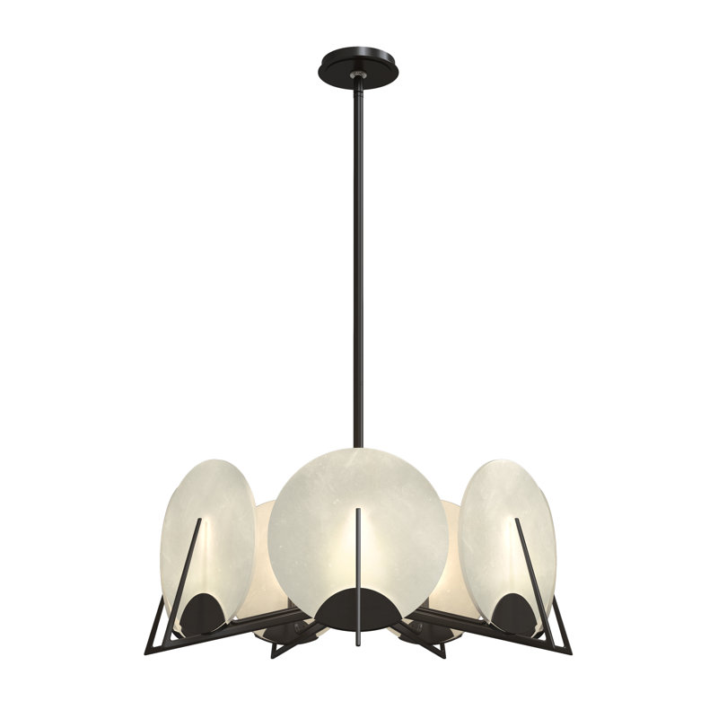 Luminaire suspendu géométrique unique à 7 lumières Callisto, Bronze huilé