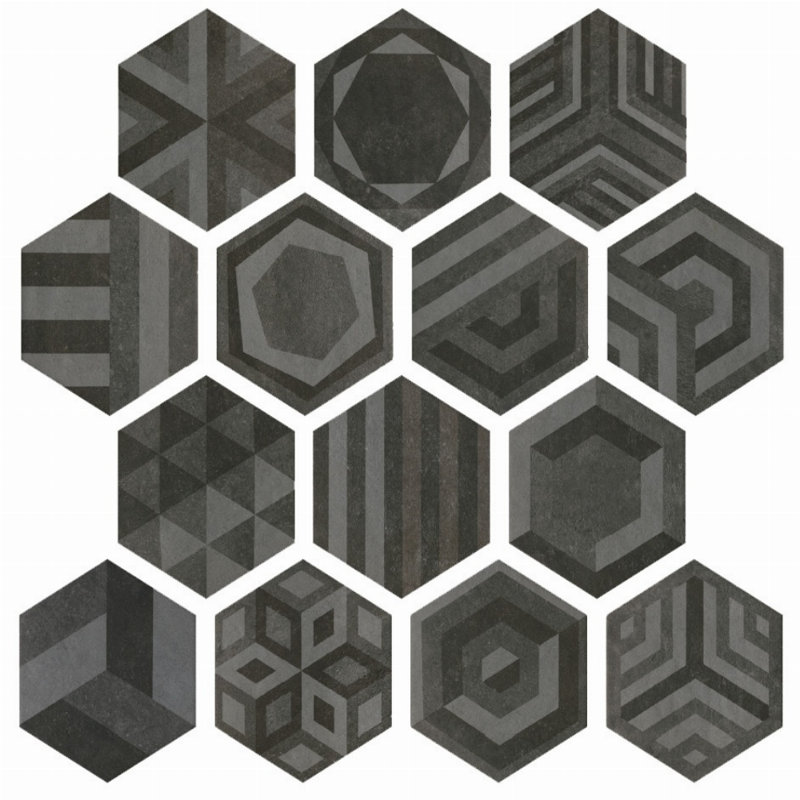 Bibulca Hex Frame 7" x 8" Flat Wall & Floor Tile