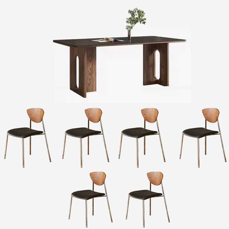 Combinaison de table et chaises de salle à manger d'âge moyen, H 29,52 po x L 70,86 po x l 31,49 po, 7
