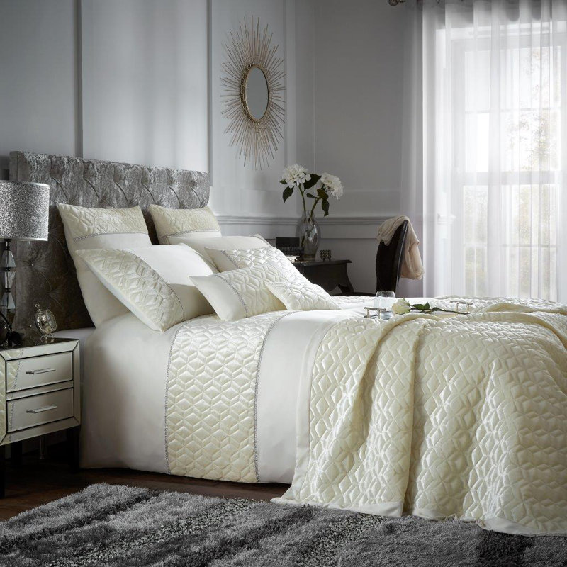 Polyester Solid Colour Duvet Cover with Pillowcases, Cream, Single Duvet Cover + 1 Standard Pillowcase