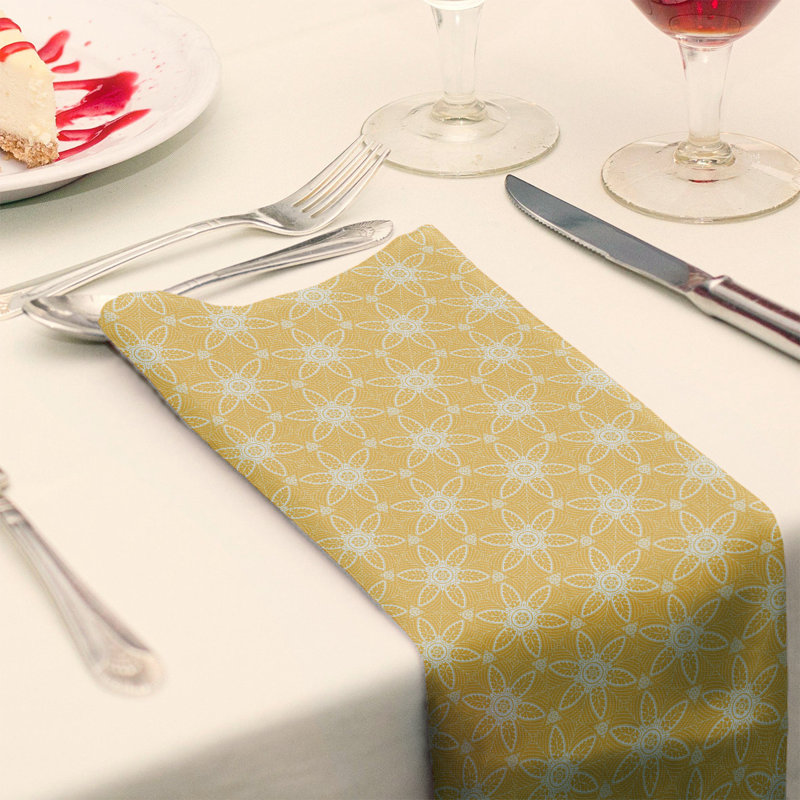 Polyester Floral Square Napkin, Yellow, 0.1" H x 22" W x 22" D, Polyester Twill