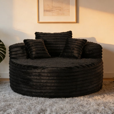 Chaise ronde en velours côtelé - Compression