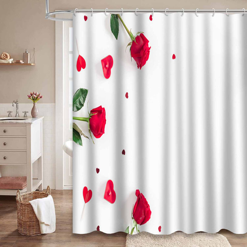 Rideau de douche imperméable à motif de confettis avec 12 crochets Valentine, L 72 po x l 72 po