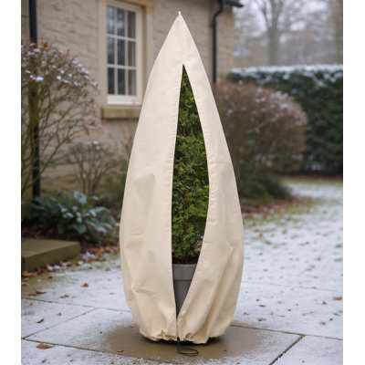 Plant Protection Cover with Zip & Drawstring Frost Shield Non-Woven Fabric UV Resistant Winter Plant Cover