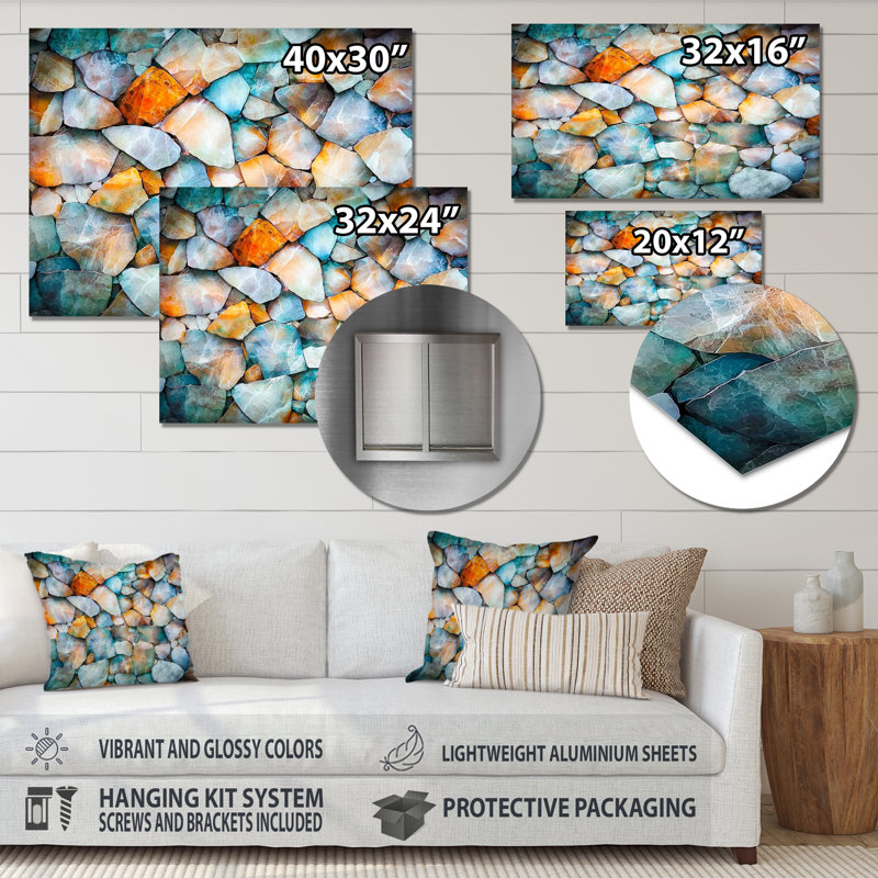 «Mosaic Of Marble Art I», art mural géode en pierre, impression traditionnelle sur métal, H 12 po x l 20 po x P 0,84 po