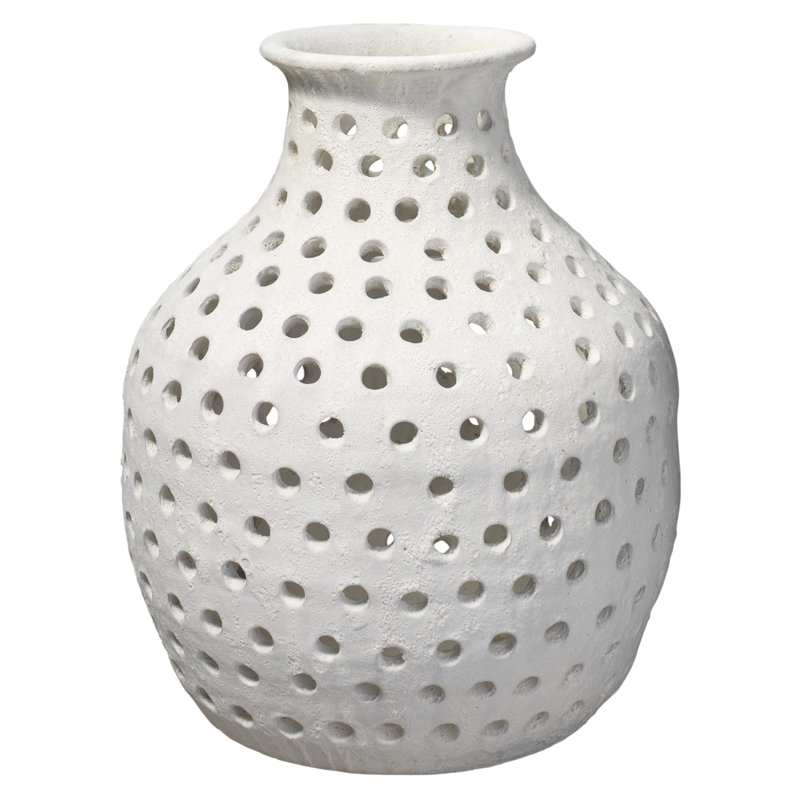 Handmade White Perforated Ceramic Table Vase