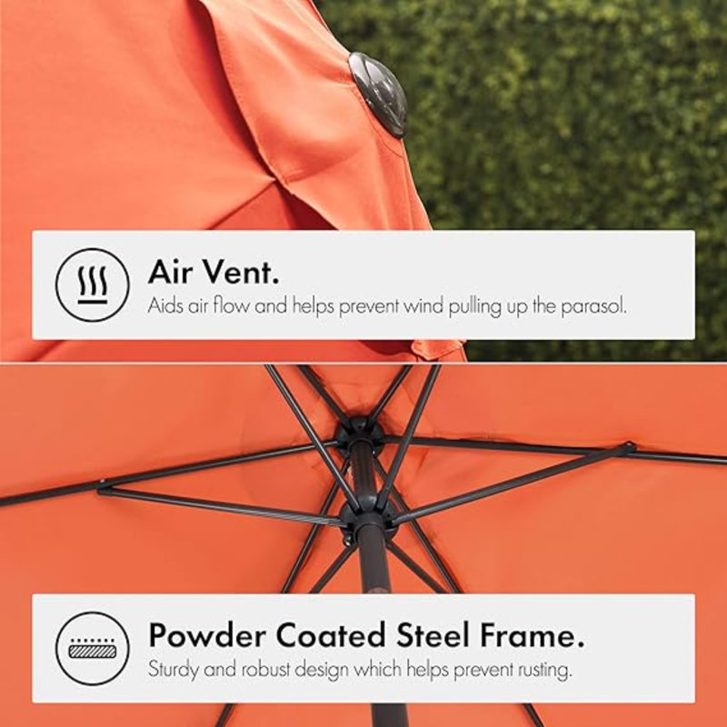 Bylo 270cm Tilt Market Parasol, Orange