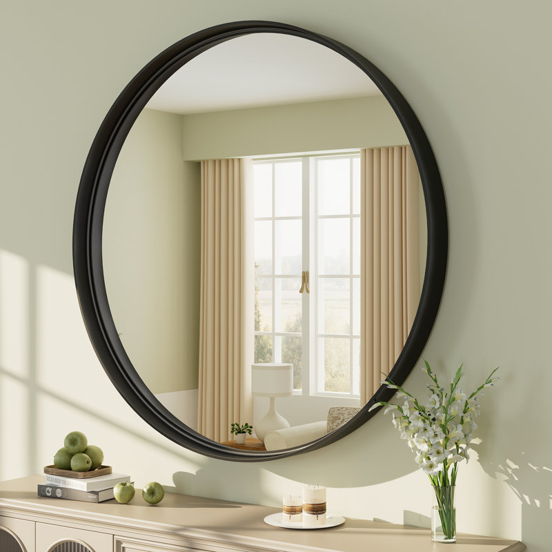 Miroir mural Aevar, 48 po x 48 po, Noir mat