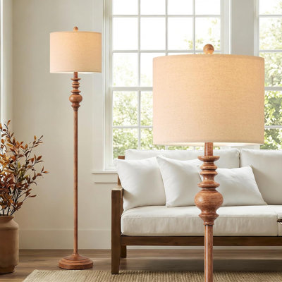 64.25" Rustic Floor Lamp for Living Room, Tall Antique Brown Standing Lamp with Rotary Switch, Vintage Reading Lamp for Bedroom, Office & Study, Farmhouse Home Decor Corner Lamp