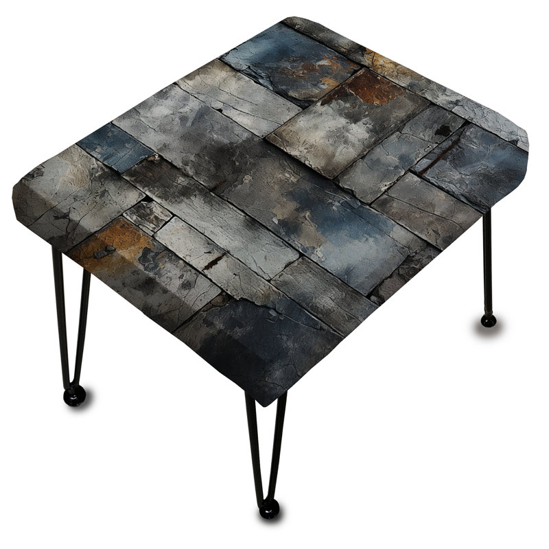 Industrial Concrete Wall Illusion - Brick Rectangle Ottoman
