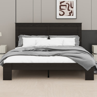 Structure de lit plateforme classique en bois, grand rangement sous le lit