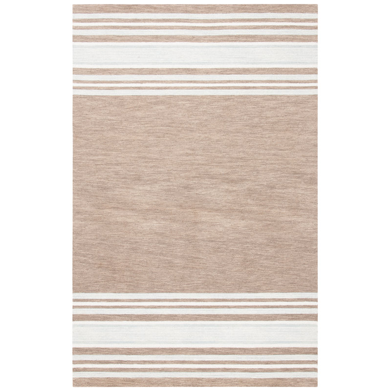 Master Hand Tufted Wool And Cotton With Latex Striped Rug, Rectangle 6' x 9'