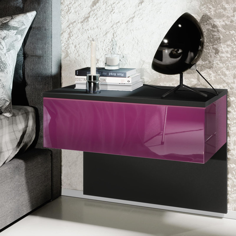 Nightstand Wasilewski, Blackberry, Black