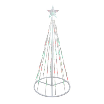Décoration de Noël d'extérieur en forme de cône de Noël à 4 niveaux avec lumières multiples et lumières