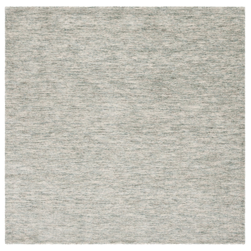 Himalaya Handloomed Wool Cotton Rug in Teal, Square 6'