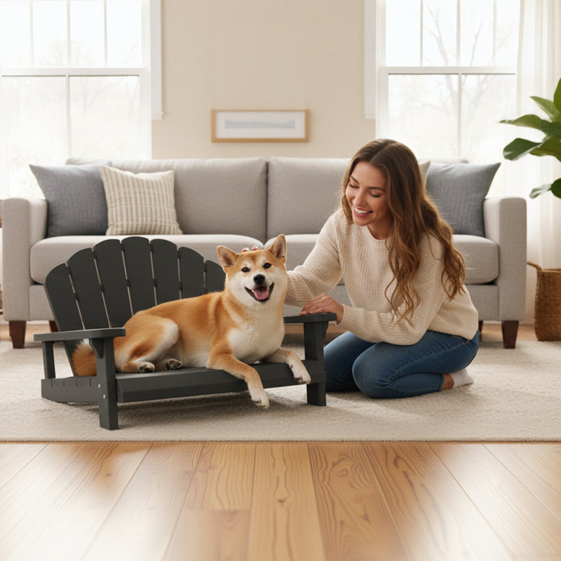 Lit pour chien en résine pour l'extérieur et l'intérieur, Noir