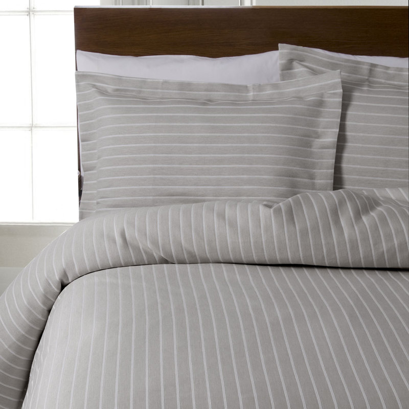 Imogene Cotton Blend Striped Duvet Cover Set with Pillowcases, Sky, Super King Duvet Cover + 2 Standard Pillowcases