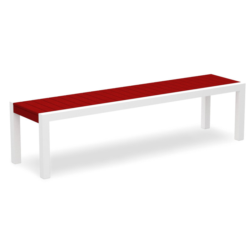 Banc POLYWOOD MOD 68 ", Blanc brillant, Rouge coucher de soleil