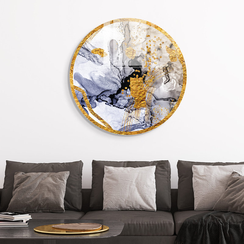 Élégante peinture décorative en verre trempé, 23,6 pouces de diamètre | 100% verre trempé, épaisseur: 0,16 pouce | Parfait pour la décoration intérieure, le salon et les espaces de bureau, un attrait visuel époustouflant, durable et élégant