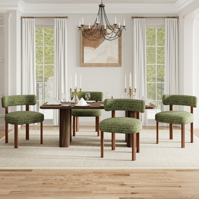 Solid Wood Upholstered Fabric Dining Chairs