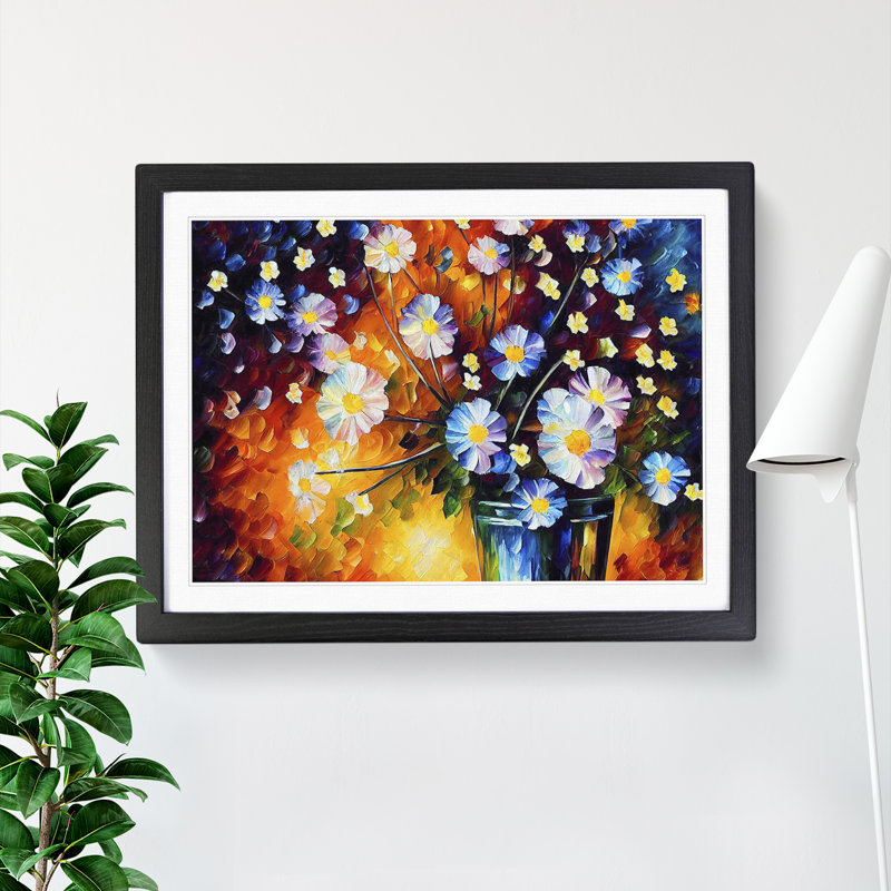 Mixed Flowers - Single Picture Frame Painting, 46cm H x 64cm W, Black Framed