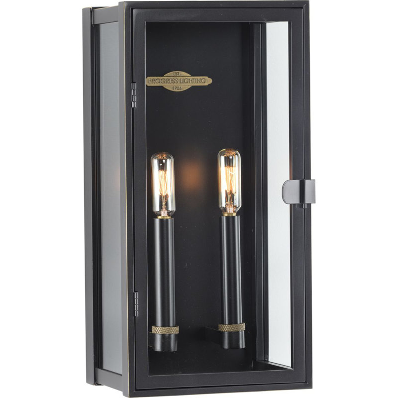 Lanterne murale d'extérieur à DEL intégrée Stature, H 16 po x l 8 po x P 5,87 po, Bronze frotté à l'huile, Deux lumières