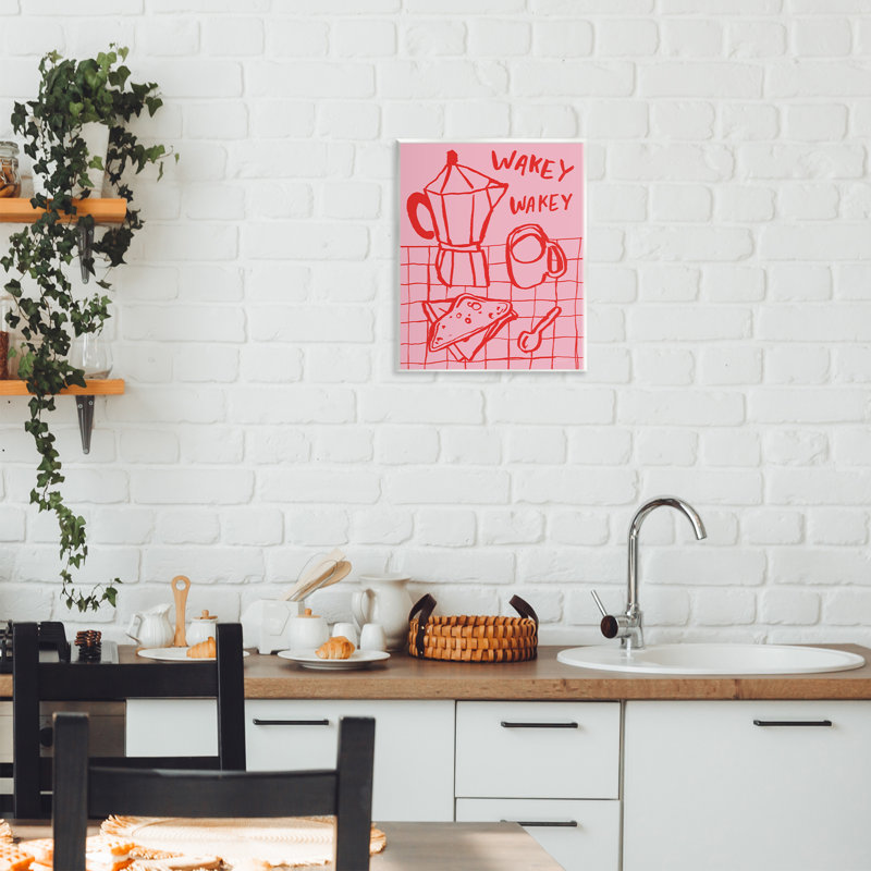 Plaque murale Wakey Breakfast Doodles, design par Jenaya Jackson