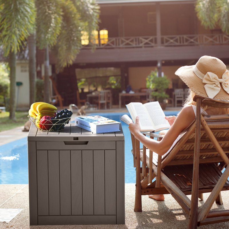 YITA 31.2 Gallon Water Resistant Deck Box, Light Brown