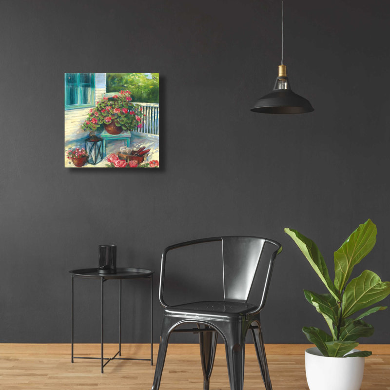 «Porch Geraniums» par Carol Rowan, H 24 po x l 24 po x P 0,2 po