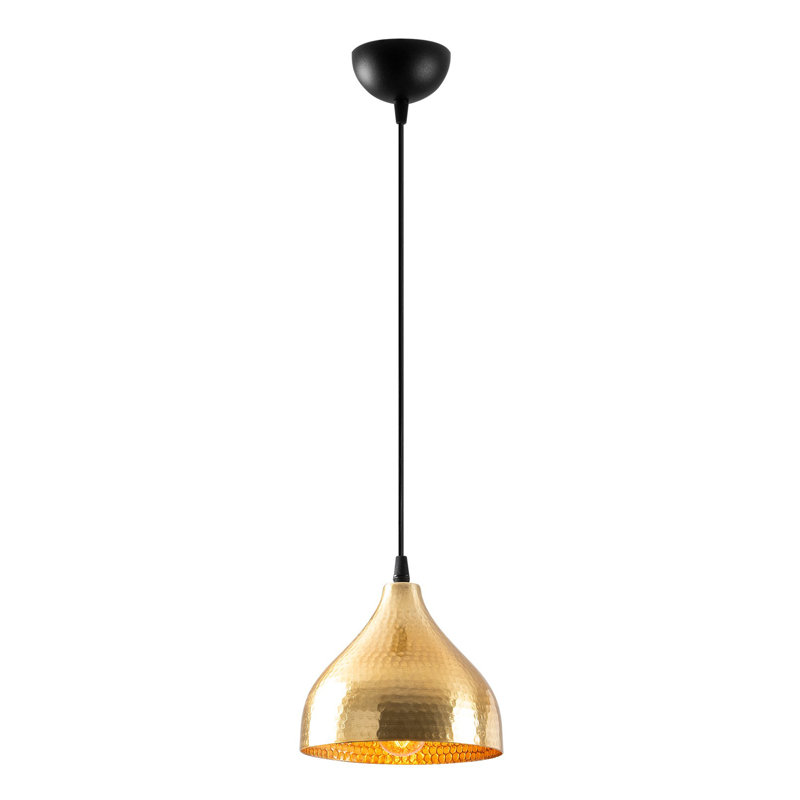 Luminaire suspendu en dome à 1 lumière, Or, Noir