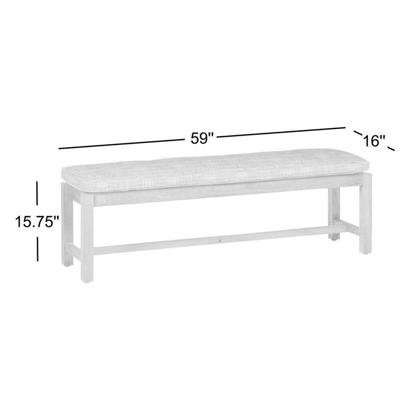 Banc sans dossier Club Teak - Teck naturel, Pas de soudure, Teck naturel, Toile sable