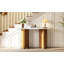 Console étroite, table de hall d'entrée avec plateau ovale en faux marbre, table de canapé rustique avec pieds incurvés, table d'appoint de couloir pour l'entrée et le salon-810025925