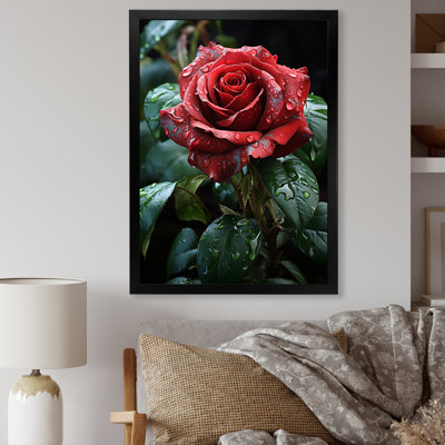 Rétro rose rouge II - roses, art mural