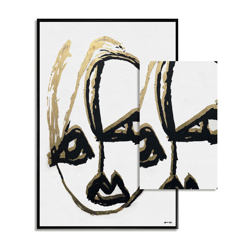 Oliver Gal Abstract Portrait Set - Paint Framed Canvas Art, 37" H x 25" W, Black