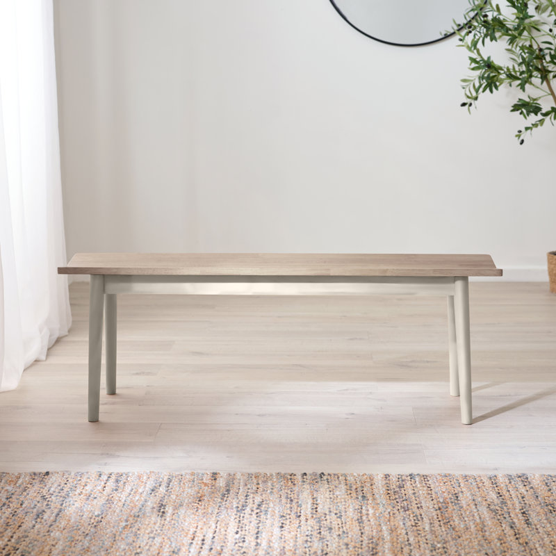 Aoibheann Solid Wood Bench - Traditional Rustic Farmhouse Kitchen Style, Whitewash, 43cm H x 120cm W x 30cm D