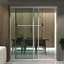 Paravent à panneau coulissant en verre transparent - Structure en aluminium avec technologie Silent Glide-49164659-64119992-126699390