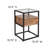 Riaan Glass End Table with Drawer and Shelf in Rustic Wood Grain Finish