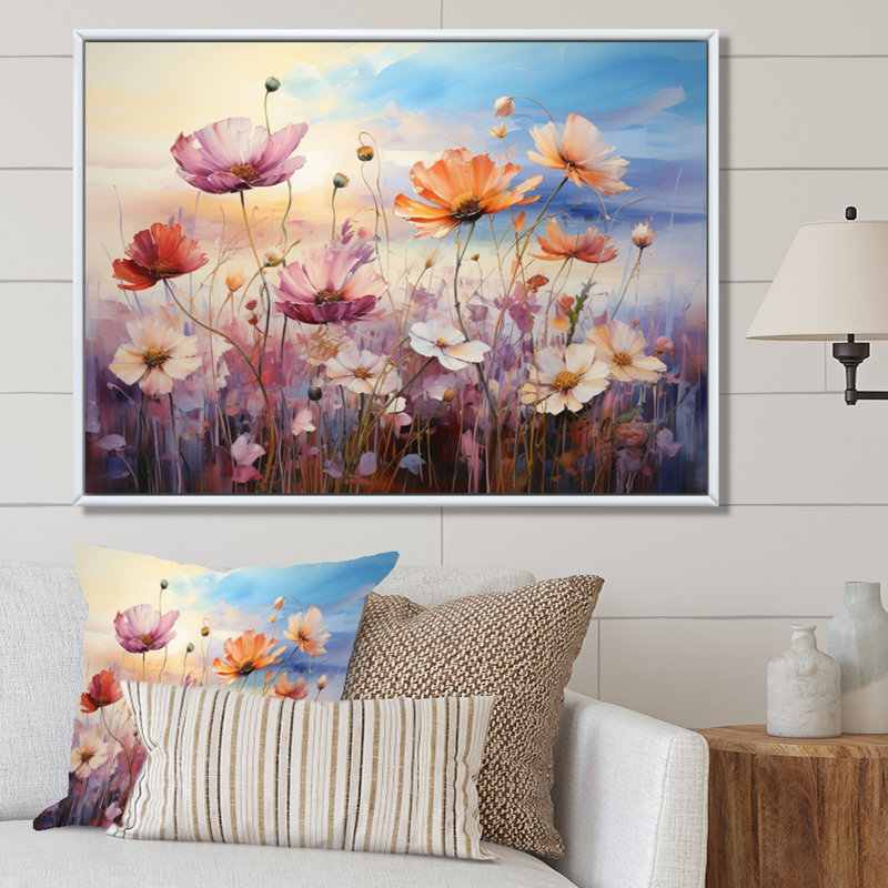 Wildflowers Enchanted Field, reproduction d'art sur toile, H 12 po x l 20 po, Cadre flottant blanc