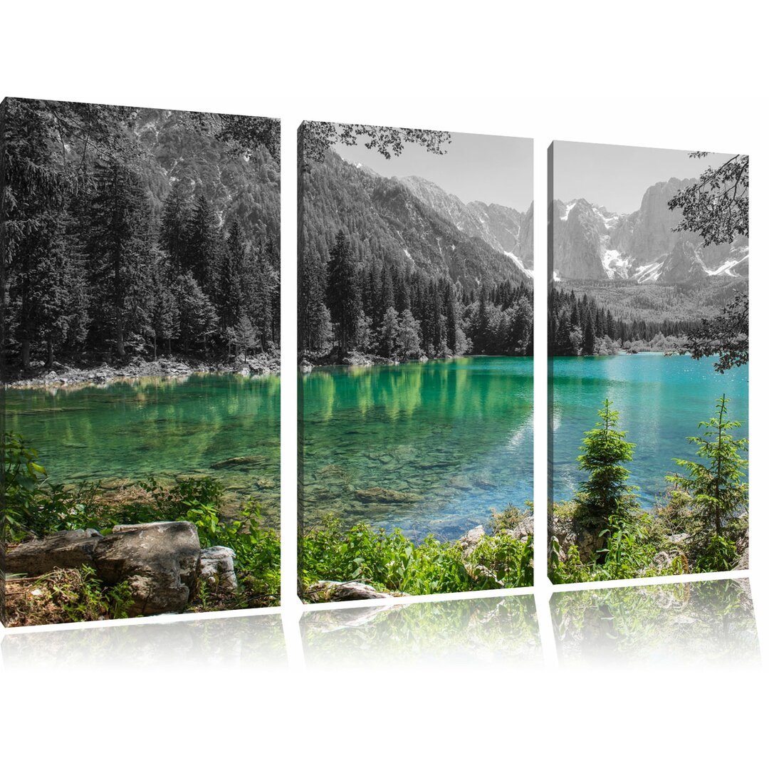 3-tlg. Leinwandbilder-Set „Schöner See in einer Berglandschaft“, Fotodruck