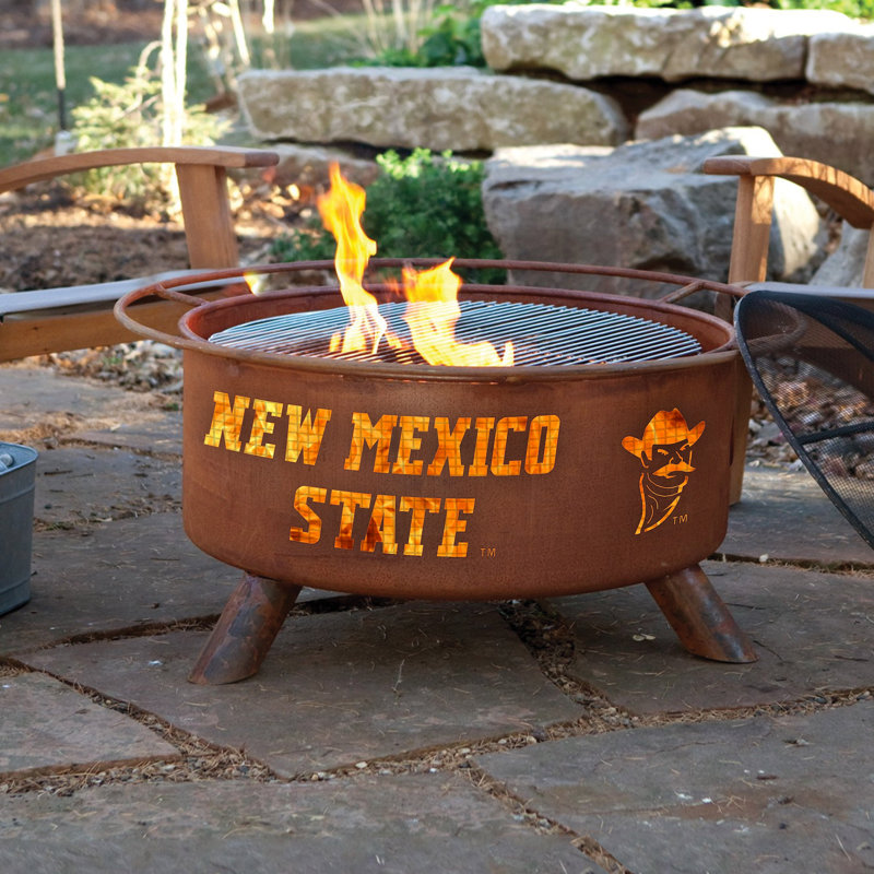 Collegiate Series 16" H x 30" W Steel Outdoor Fire Pit with Lid, New Mexico State