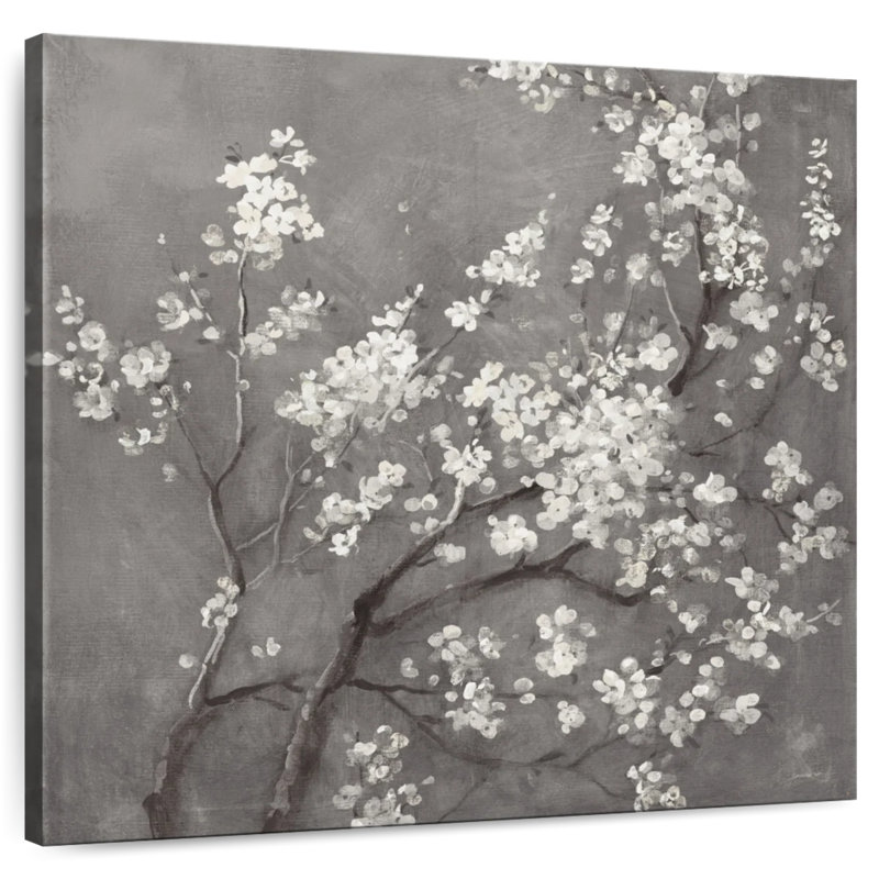 Harnek White Cherry Blossoms I On Grey, 16'' H x 16'' W