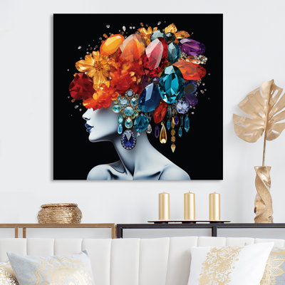 Urban Urban Elegance Woman Crystal and Flower Hair II - mode, art mural en métal