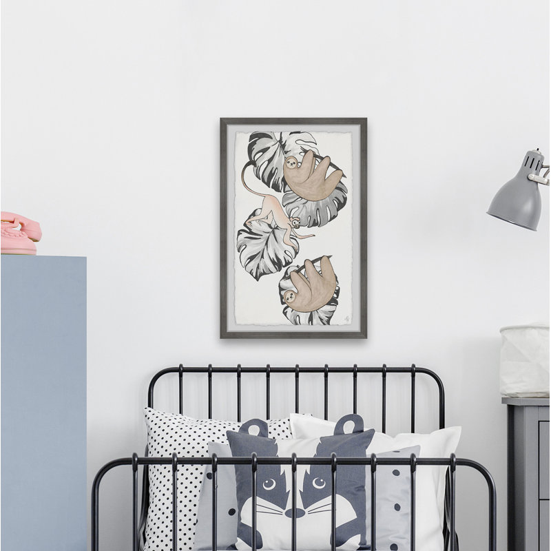 Dumais Monkey and Sloths Palms Framed Print, 24" H x 16" W x 1.5" D