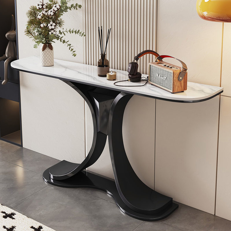 Console légère et luxueuse, Blanc; gris clair, H 31,5 po x l 47,2 po x P 11,8 po, Noir